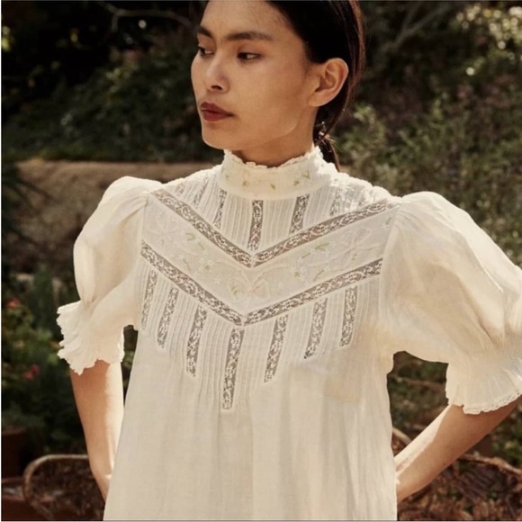 Doen Dresses & Skirts - Rare Doen Sylvestra embroidered mini dress sz L cream Salt